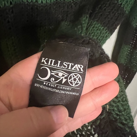 We Are the Weirdos KillStar ABSINTHE KNIT green black striped distressed SWEATER - Picture 5 of 11